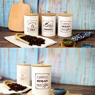 Set De 3 Canister De Cocina - Dise&ntilde;o Letras