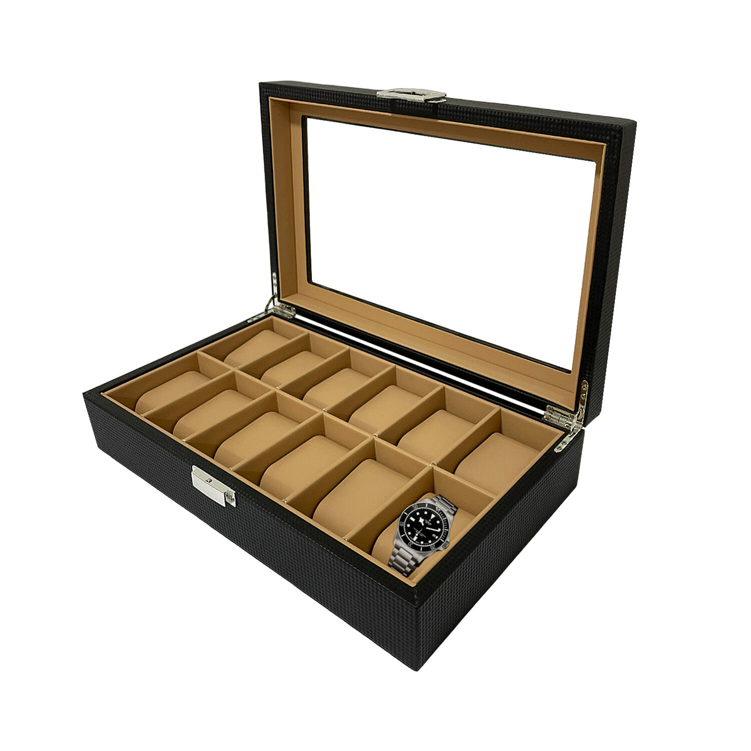 Caja Estuche Organizador 12 Relojes De Lujo Eco Cuero image number 4.0