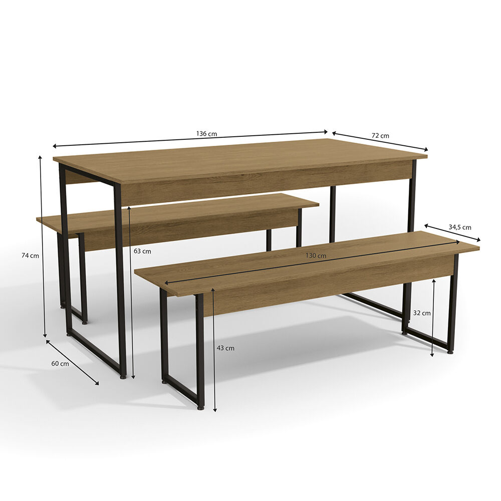 Mesa Yardas Tandil Nogal C/2 Bancos image number 2.0