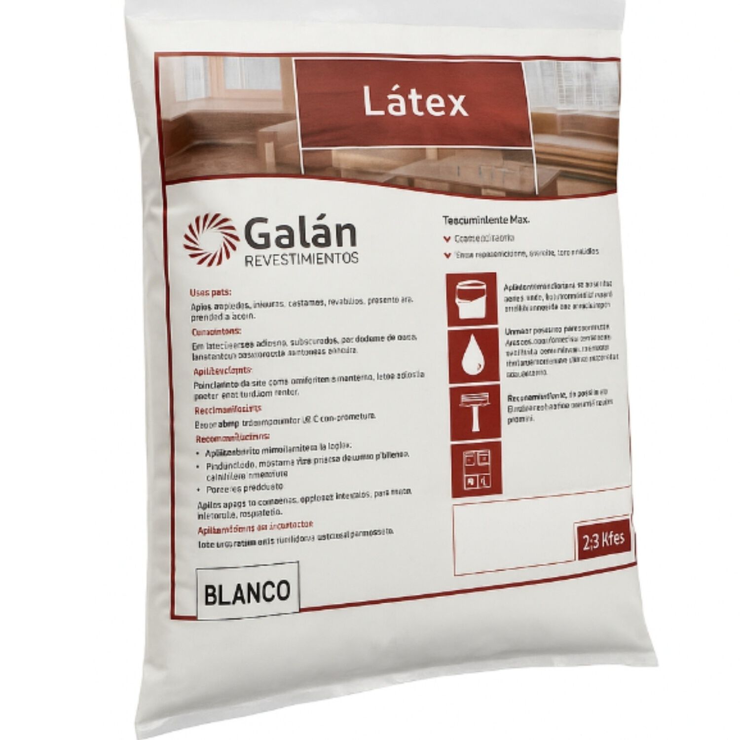 Pintura En Bolsa Latex 2.8 Kilos Blanca Galan image number 2.0