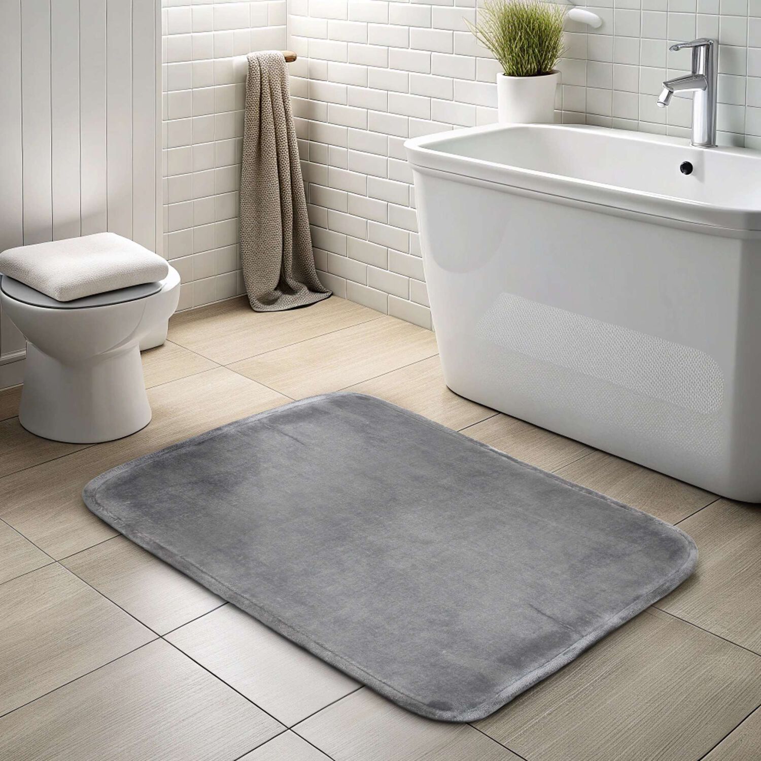 Alfombra De Ba&ntilde;o Nautica Home Flannel 50x80cm Absorbente Gris image number 3.0