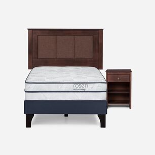 Cama Europea Rosen Autonomy Sky / 1.5 Plazas / Base Normal + Set De Maderas Rachel