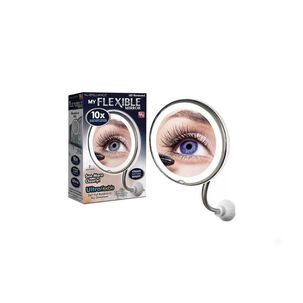 Espejo Maquillaje Led 10x Aumento Flexible Ventosa 360 Iluminado