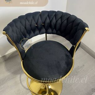 Taburete Bar Queen Ajustable Giratorio 360 Felpa Base Dorada