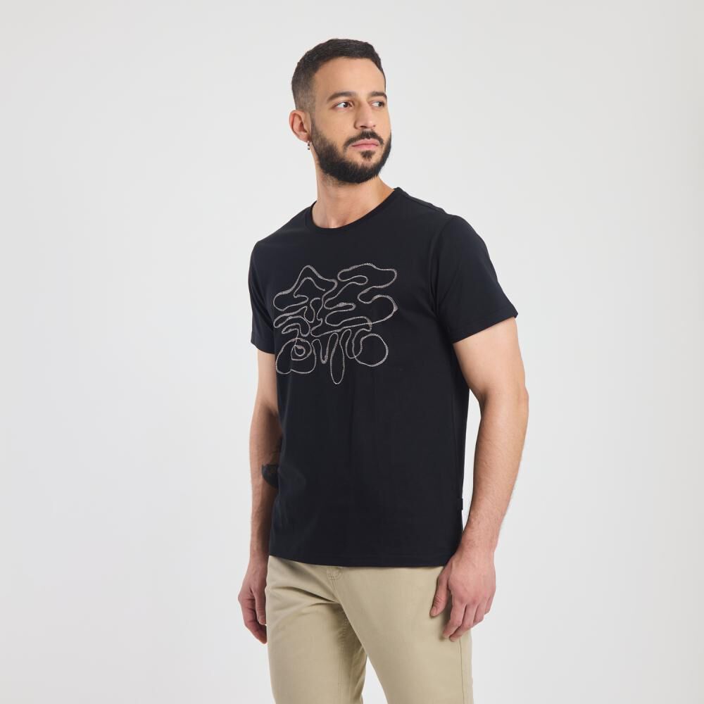 Polera Estampada Manga Corta Cuello Redondo Hombre Az Black image number 2.0