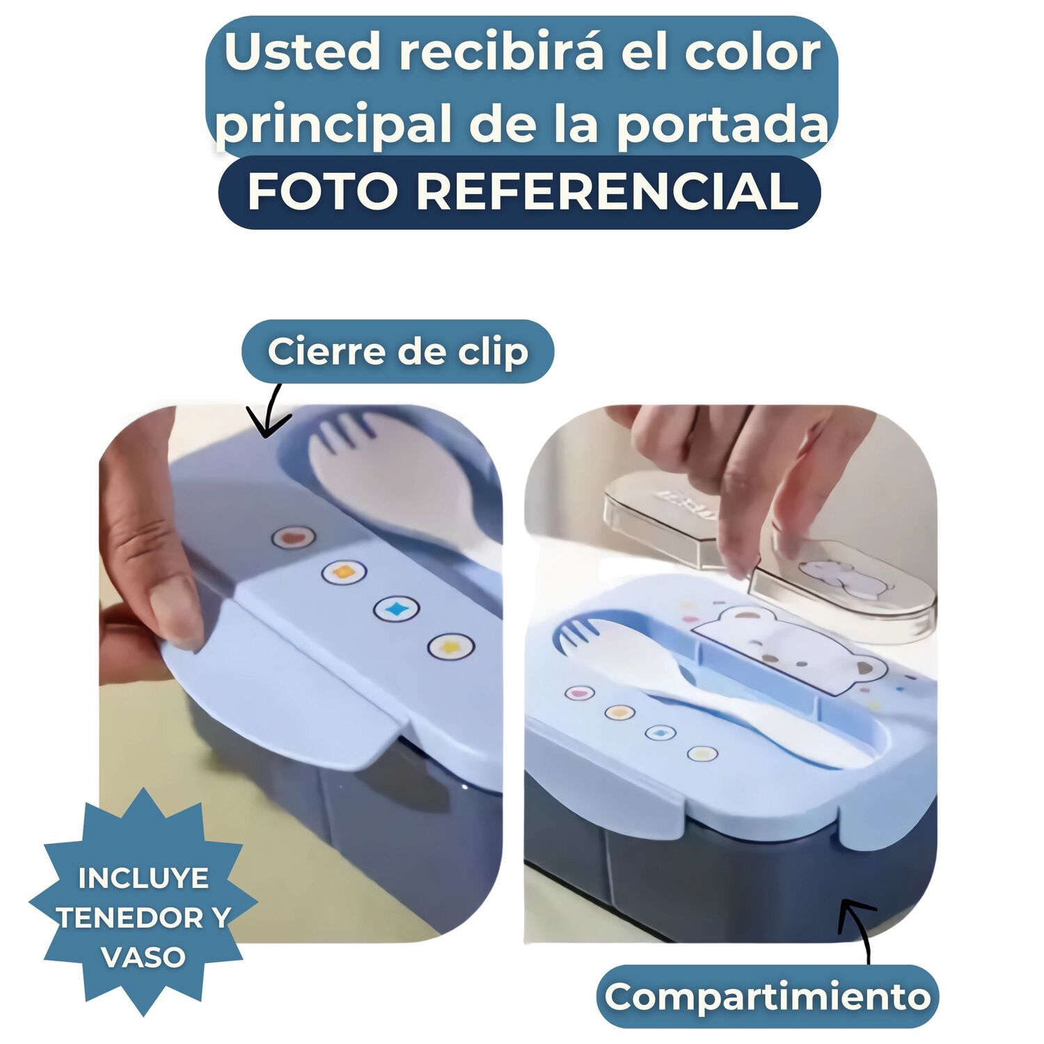 Fiambrera Contenedor Osito Tasty 1200 Ml + Cubiertos T&aacute;per Infantil Green image number 2.0