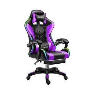 Silla Gamer Con Luz Rgb Reposapi&eacute;s Y Masajeador Reclinable
