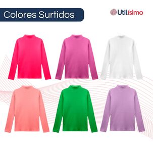 Pack 3 Camisetas Poleras Polar Cuello Beatle Ni&ntilde;a Primera Capa