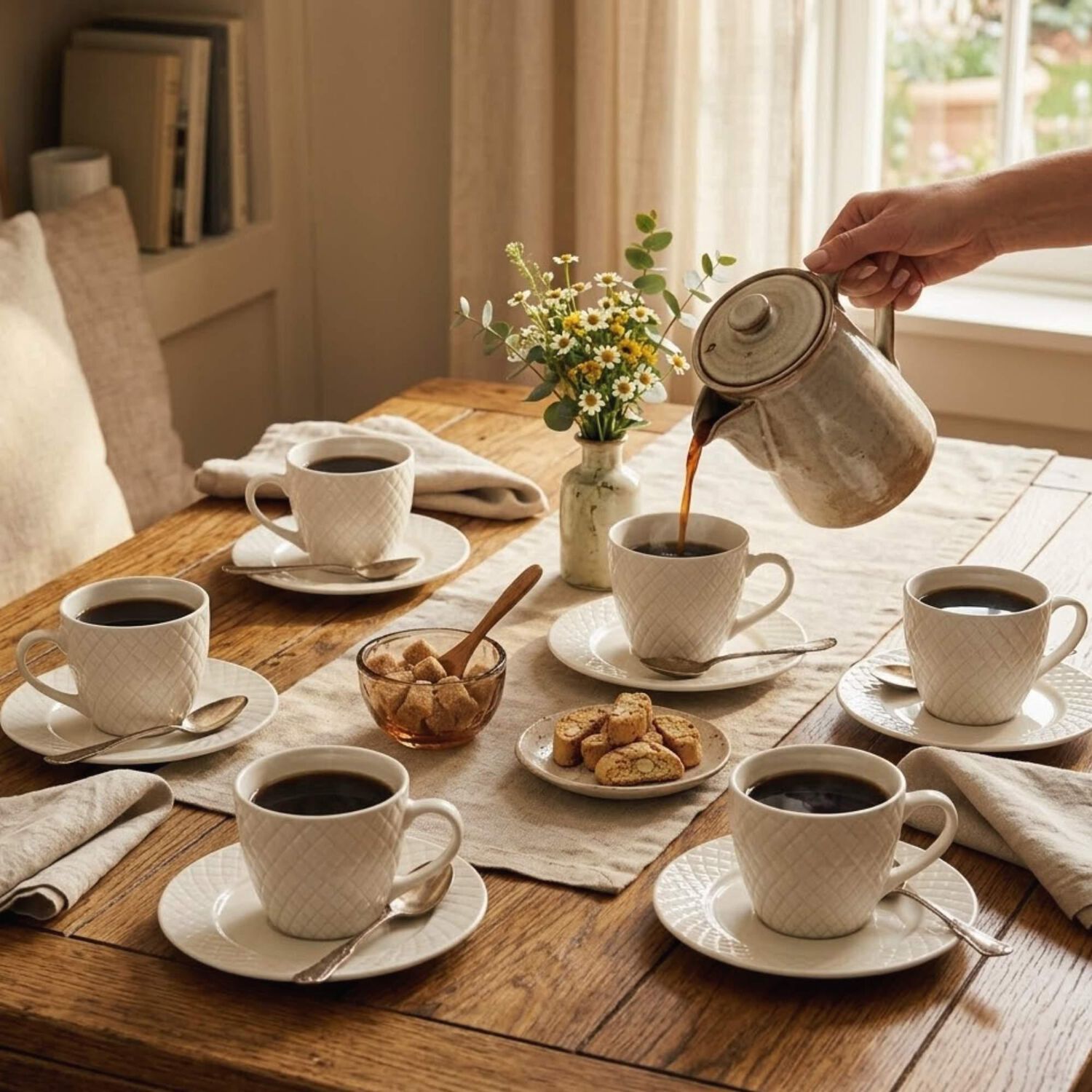 Set 6 Tazas + 6 Platos T&eacute; O Caf&eacute; Porcelana Windsor 210 Ml image number 2.0