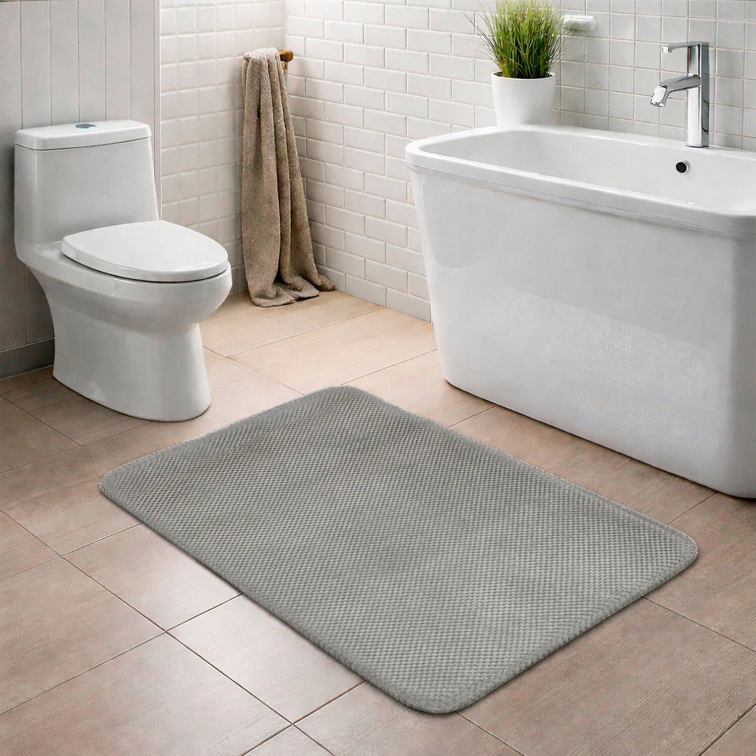Alfombra De Ba&ntilde;o Nautica Home Popcorn 50x80cm Gris Claro image number 0.0