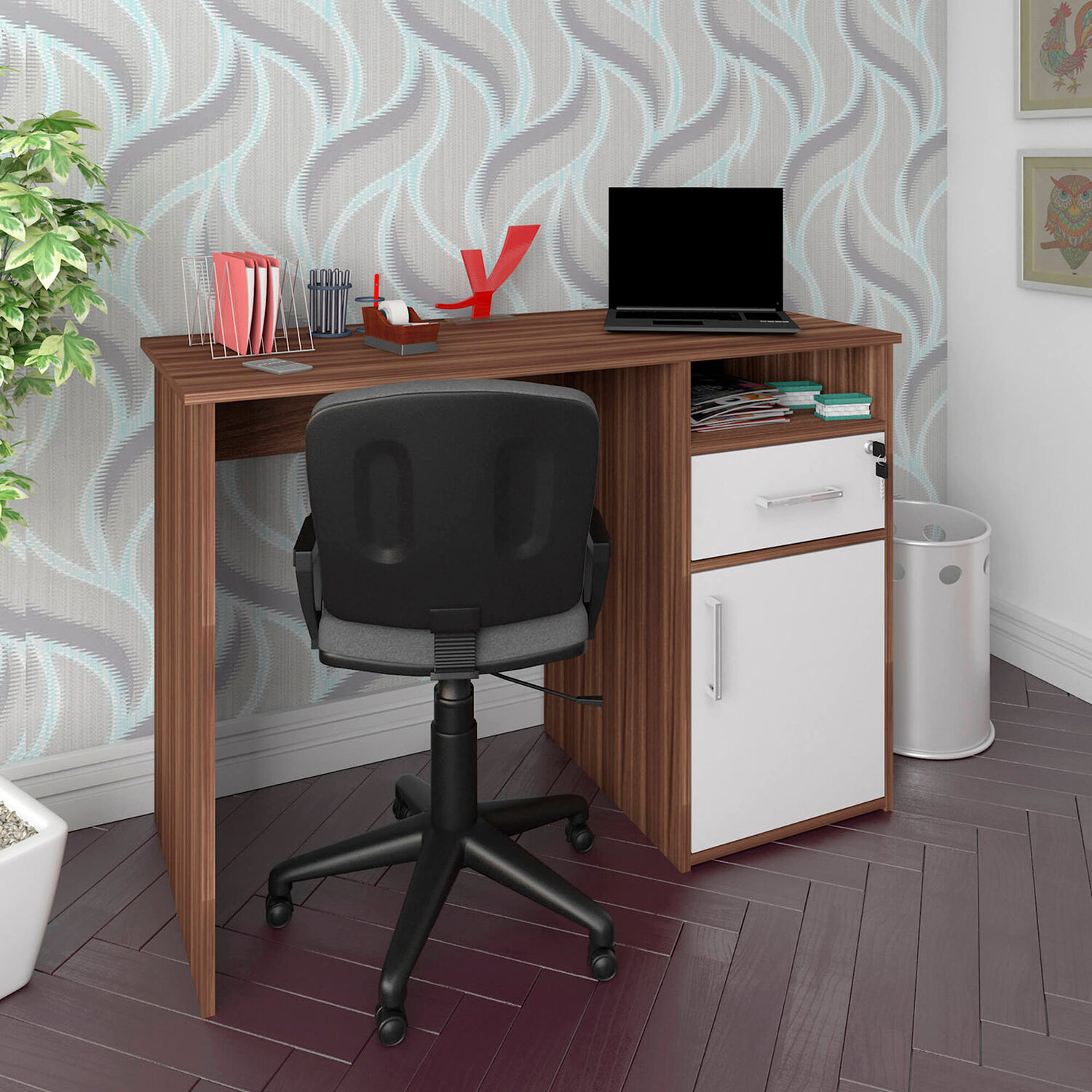 Escritorio Hall Blanco Con Caf&eacute; image number 4.0
