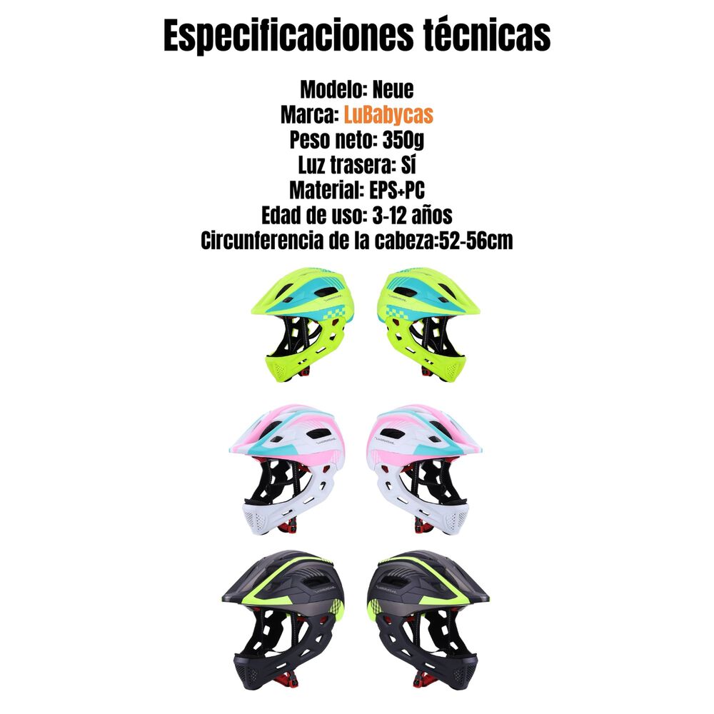 Casco Integral Infantil Bici 2 En 1 Con Luz Neue Lubabycas image number 1.0