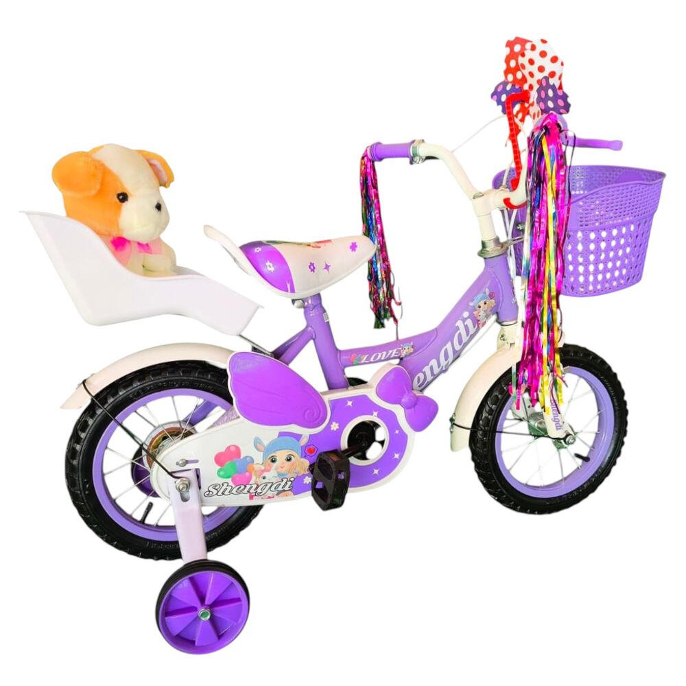 Bicicleta Aro 12 Infantil Con Peluchero Lila Shengdi image number 5.0