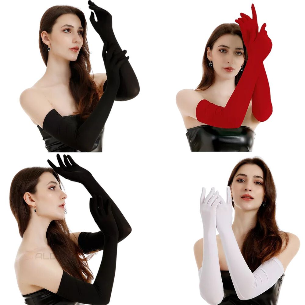 Guantes Largos Elegantes Dama Elegante De Satin image number 5.0