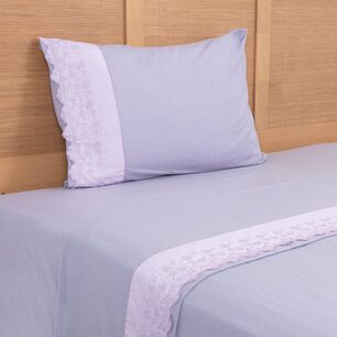 Sabana Polar Lisa Broderie 1.5 Plazas Morado