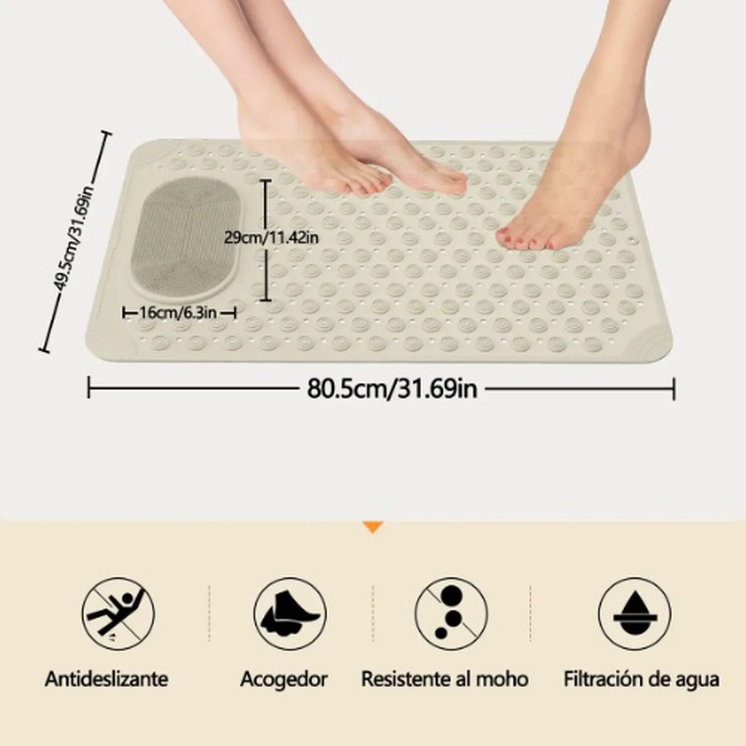 Goma Antideslizante Ducha Crema image number 1.0