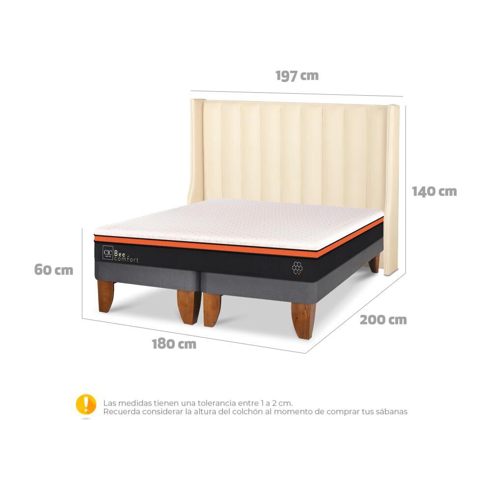 Cama Europea Cic Bee Comfort / King / Base Dividida + Respaldo image number 6.0