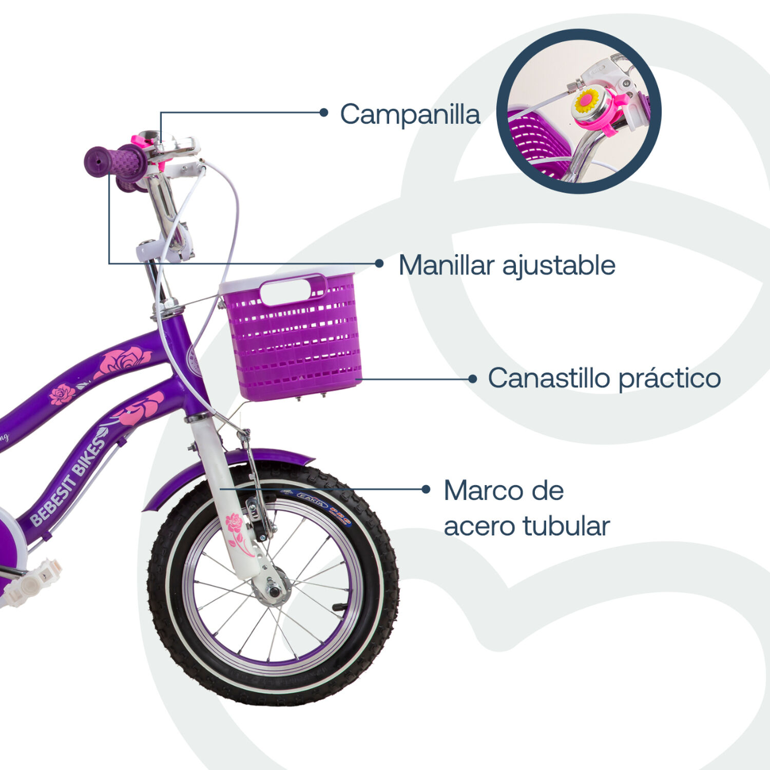 Bicicleta Infantil Queen Aro 12 Morada Bebesit image number 3.0