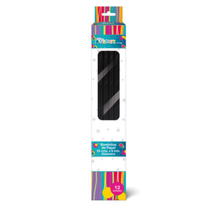 Bombilla Papel Negra 12 Unidades