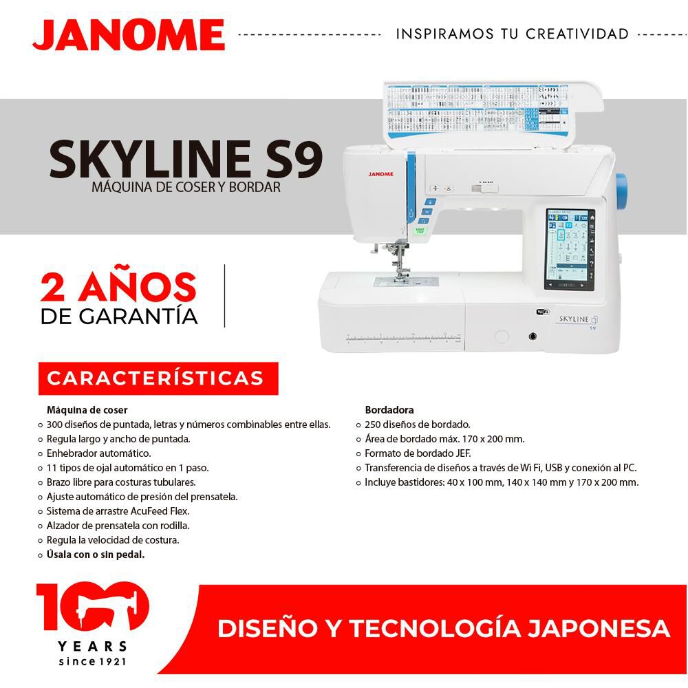 Máquina de Coser Y Bordadora Janome Skyline S9 image number 3.0