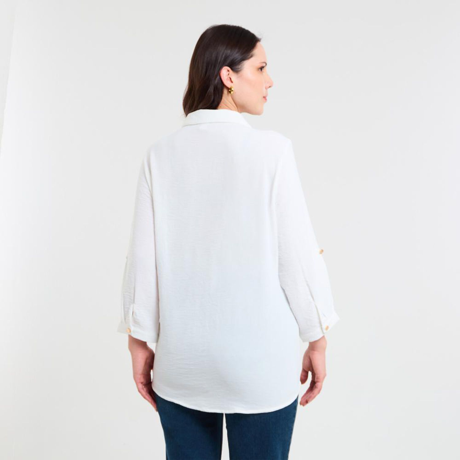 Blusa Lisa Manga Larga Roll Up Mujer Sexy Large image number 3.0