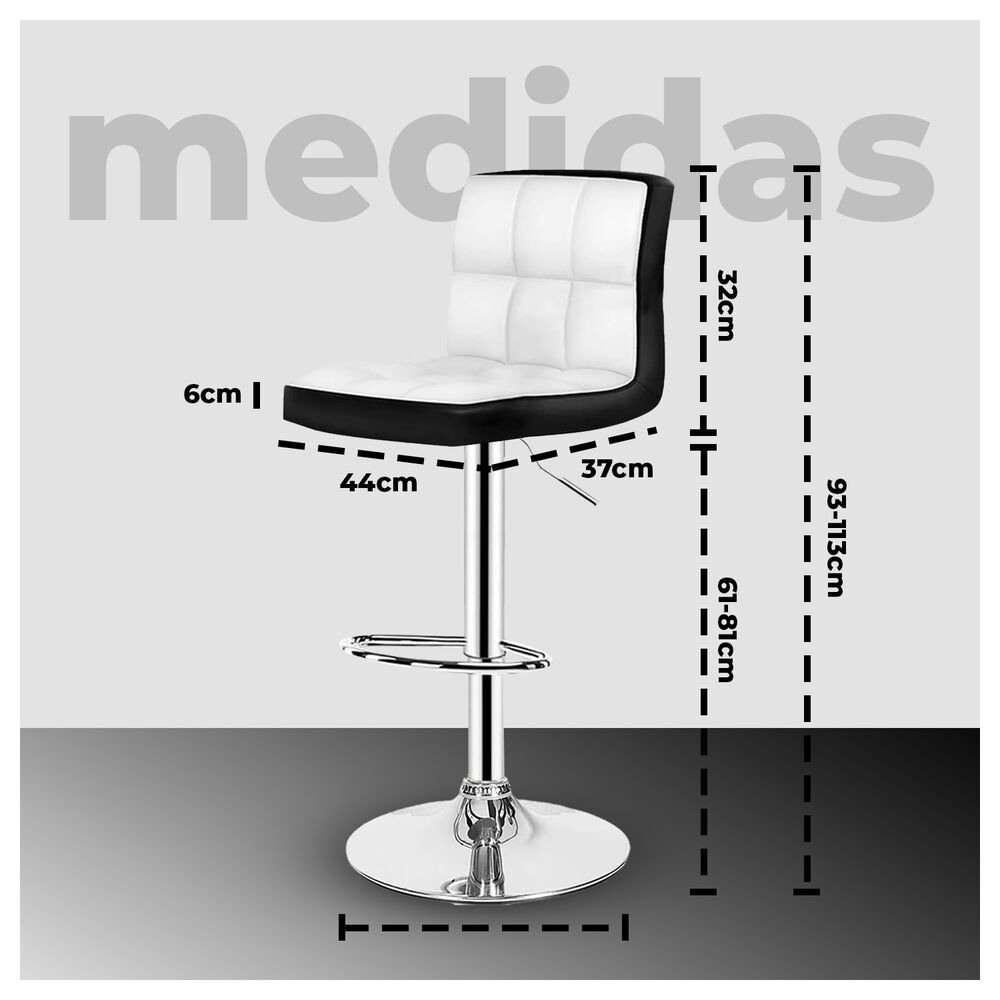 Silla Piso Bar Taburete Con Respaldo Blanco Y Negro image number 5.0