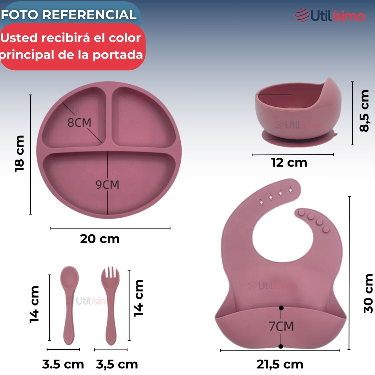 Set De Alimentaci&oacute;n Beb&eacute; Silicona 5 Piezas Libre Bpa Colores Surtidos image number 4.0