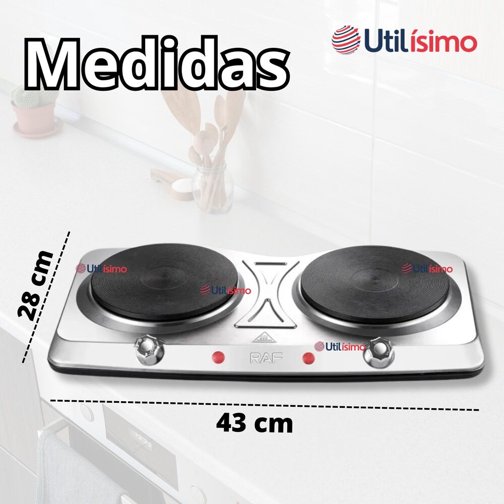 Cocina El&eacute;ctrica Port&aacute;til 2 Platos 2000w De Potencia Acero Inoxidable image number 2.0