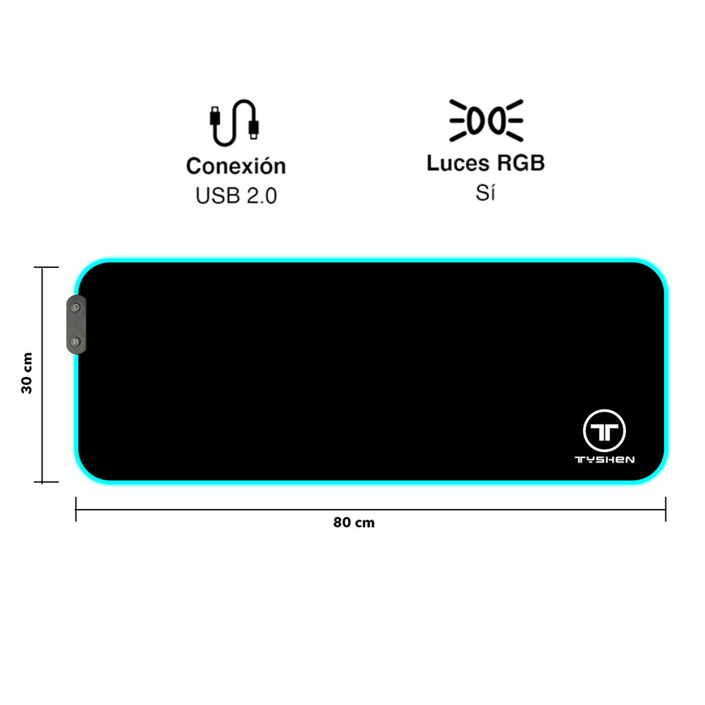 Mouse Pad Gamer Luces Led Rgb Negro image number 2.0