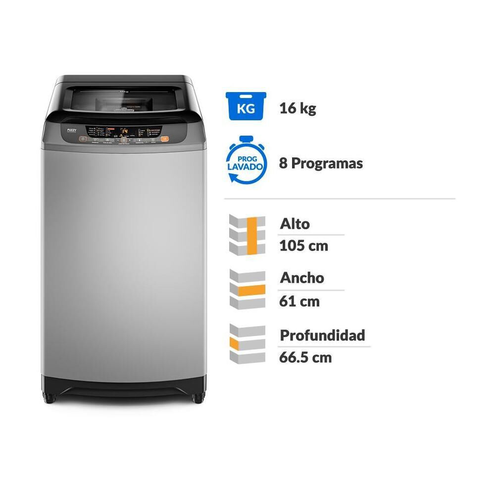 Lavadora Carga Superior Mademsa 16 Kg Szg Silver image number 1.0