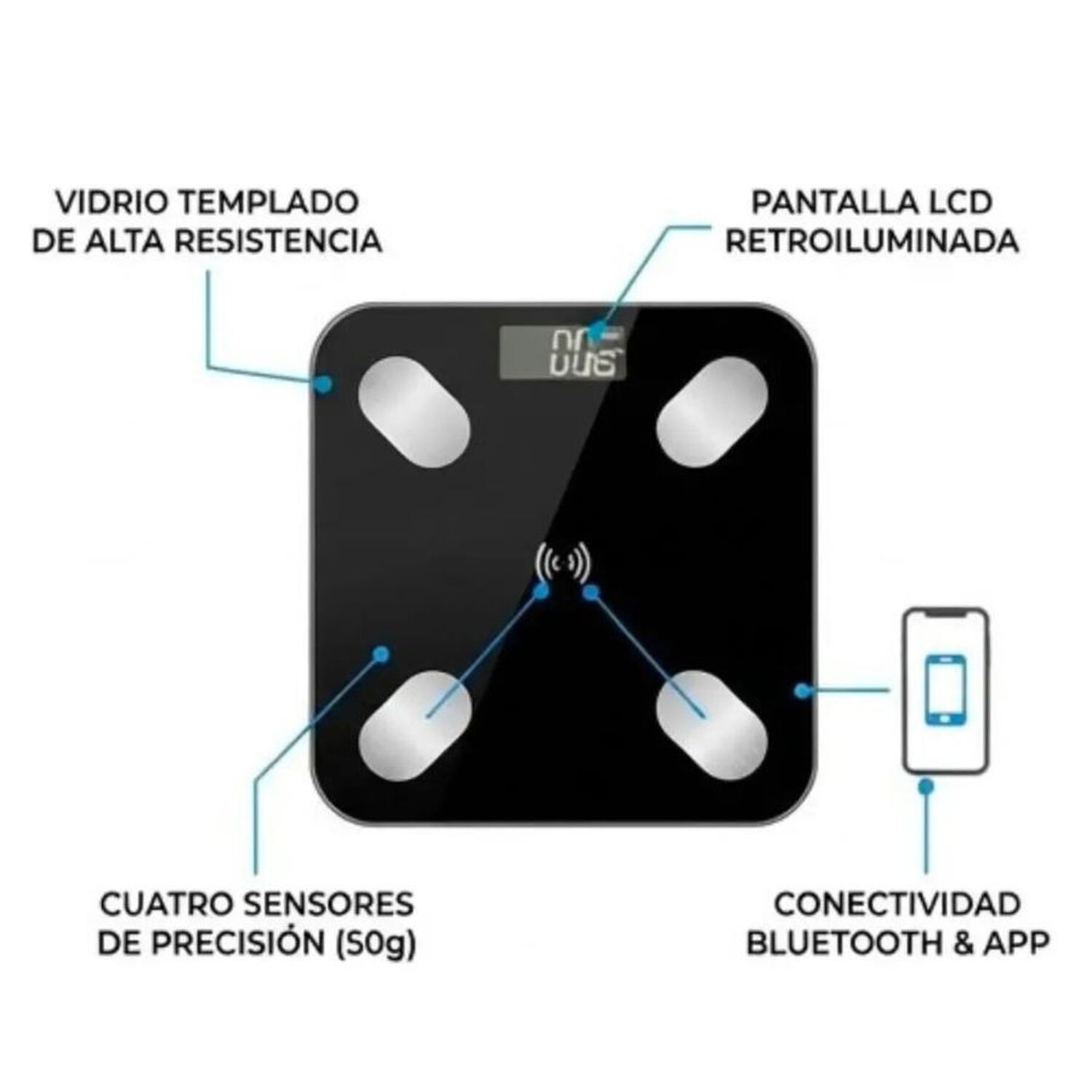 Pesa Digital Inteligente Bluetooth Control Corporal 180 Kg image number 1.0