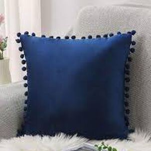 Set De 2 Cojines De Terciopelo Con Pompones