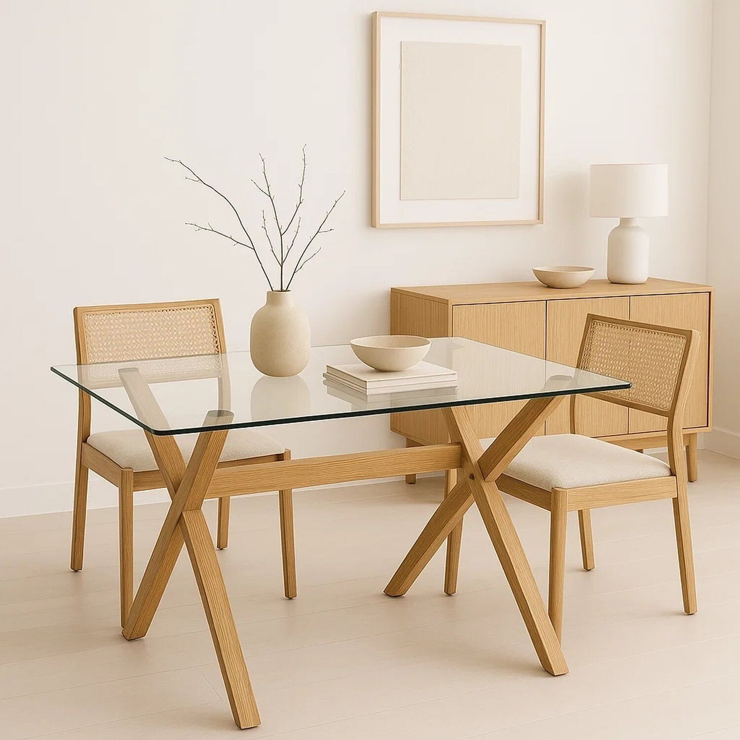 Mesa De Comedor Rectangular Vidrio Cross 140x90cm image number 2.0