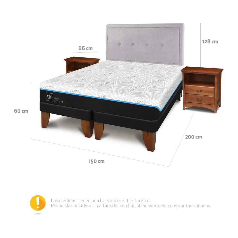 Cama Europea Cic Green Infinity / 2 Plazas / Base Dividida + Set De Maderas image number 6.0