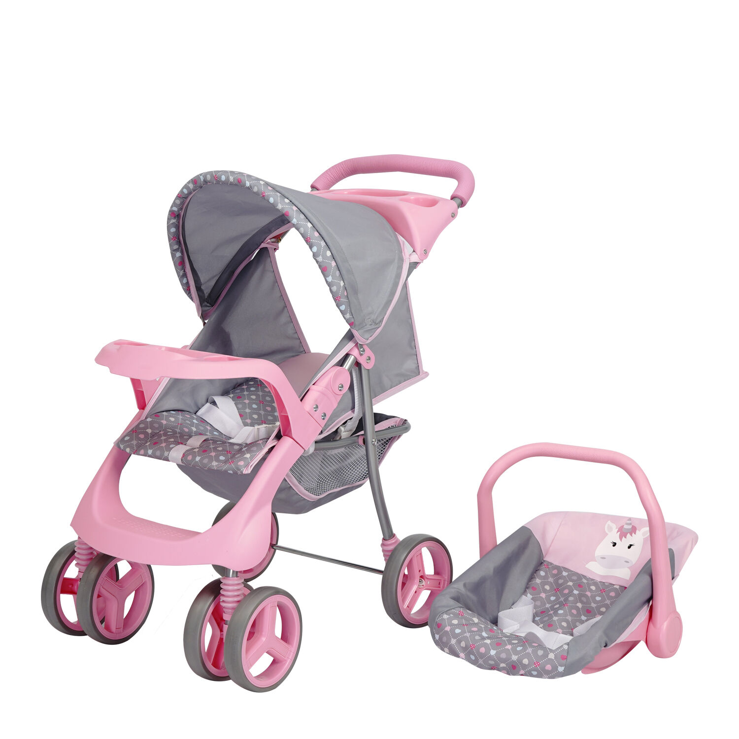 Coche Travel De Juguete Para Mu&ntilde;eca Rosado + Cuna Bebesit image number 3.0