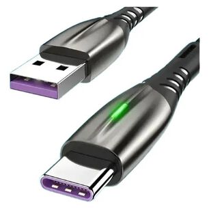 Cable Carga R&aacute;pida Celular 5.1 A Usb A Tipo C 1 Mt Luz Led Acordonado Telefono Smartphone Reforzado