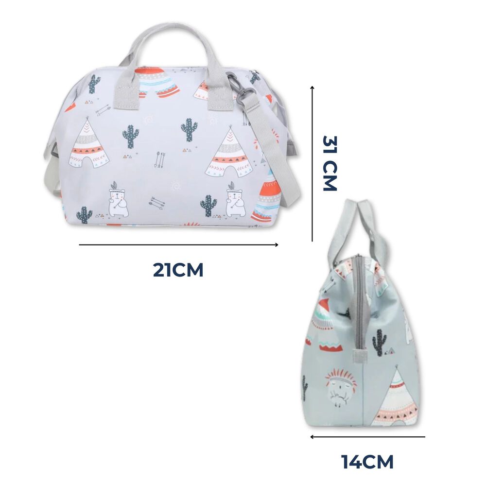 Bolso Maternal Panales Oxford 31cm Panalera Portatil Multifuncional Estampada Light Gray Bear image number 2.0