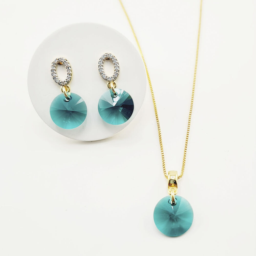 Conjunto Madrid Gold Cristales Genuinos Emerald. image number 1.0