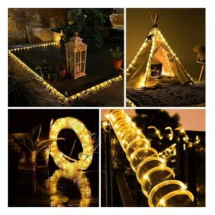 Guirnalda Manguera Decorativa Led Solar 10 Metros Calida Amarillo