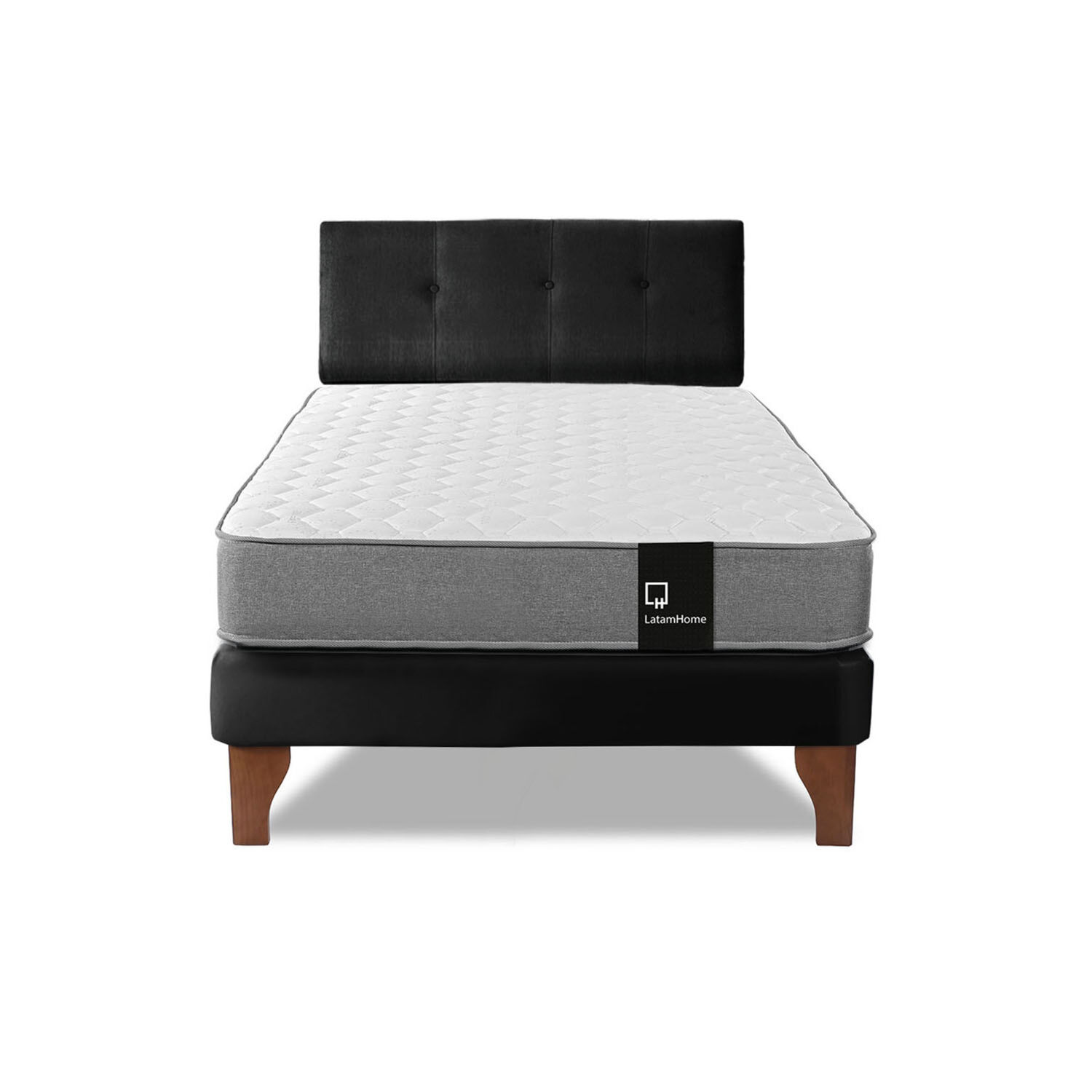 Cama Europea Zen Best 1.5 Plaza Tela Velvet Negro + Respaldo image number 2.0