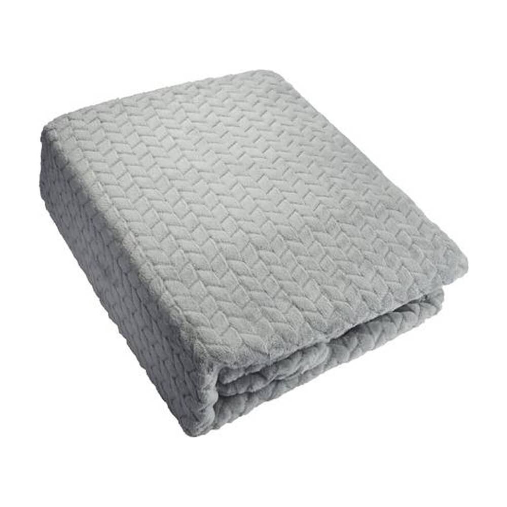 Frazada Andes Jacquard Flannel Gris 1.5 Plaza image number 2.0