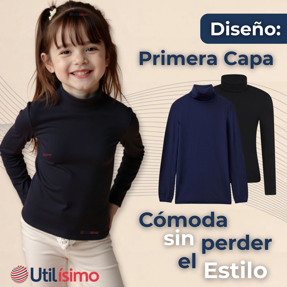 Primera Capa Escolar Bamb&uacute; Invierno Camiseta Ni&ntilde;a Cuello Beatle Polera image number 4.0