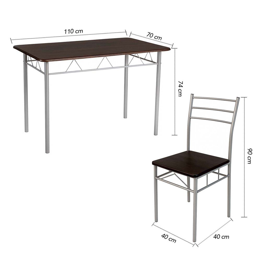 Juego De Comedor 4p Verona Silver 74x70x110 Cm image number 3.0