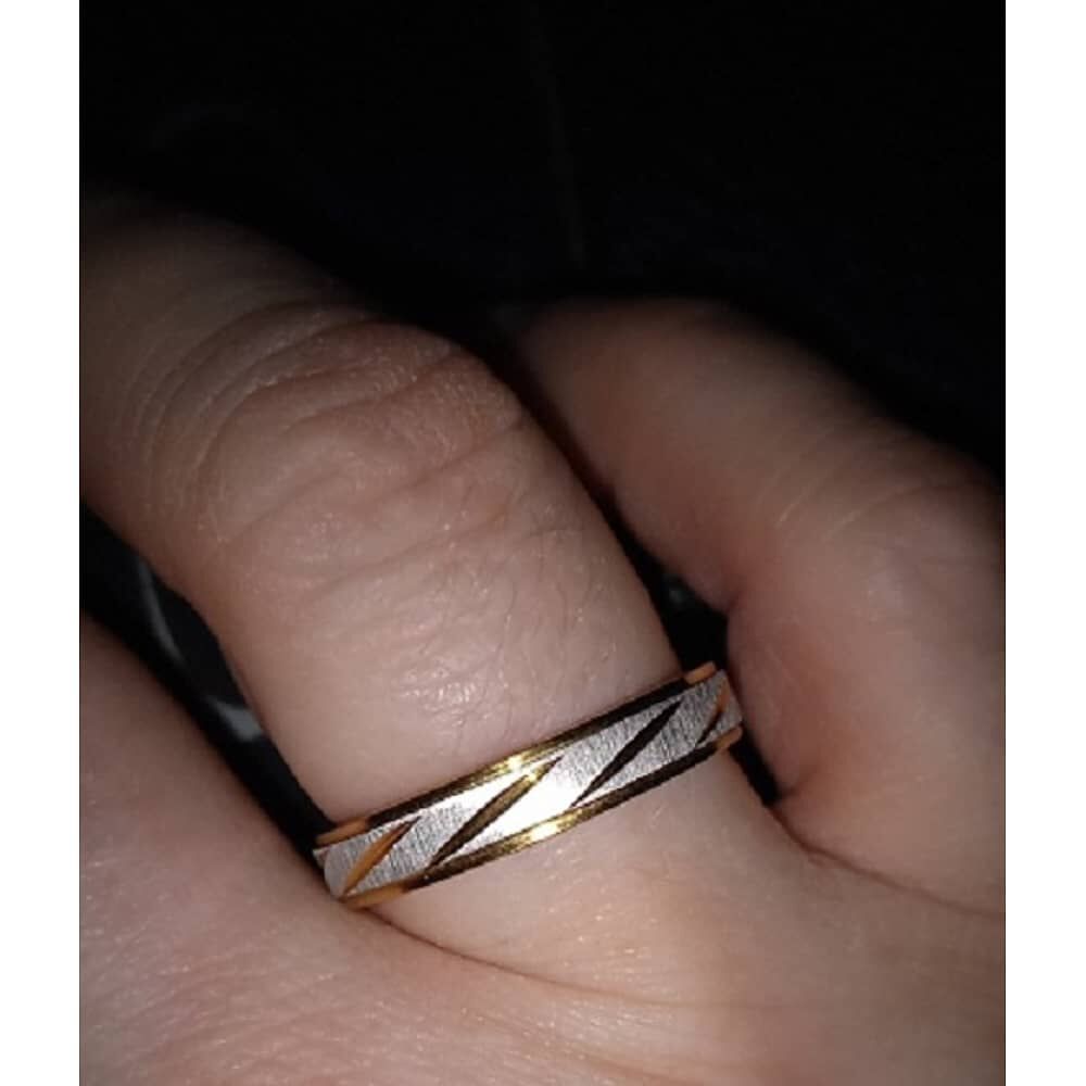 Anillos Compromiso Titanio Dorado Mate Con Zirconios Pulverizado Para Compromiso Dama Mujer Y Hombre/talla 10 image number 4.0