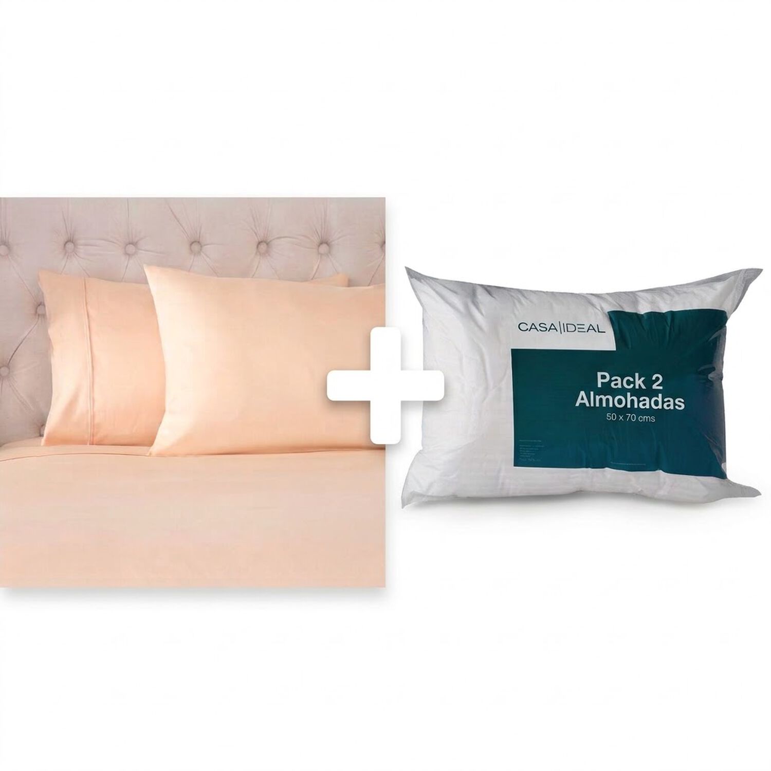 Juego de S&aacute;banas Microfibra Bamboo Beige / 2 Plazas + Pack de 2 Almohadas 50X70 image number 0.0