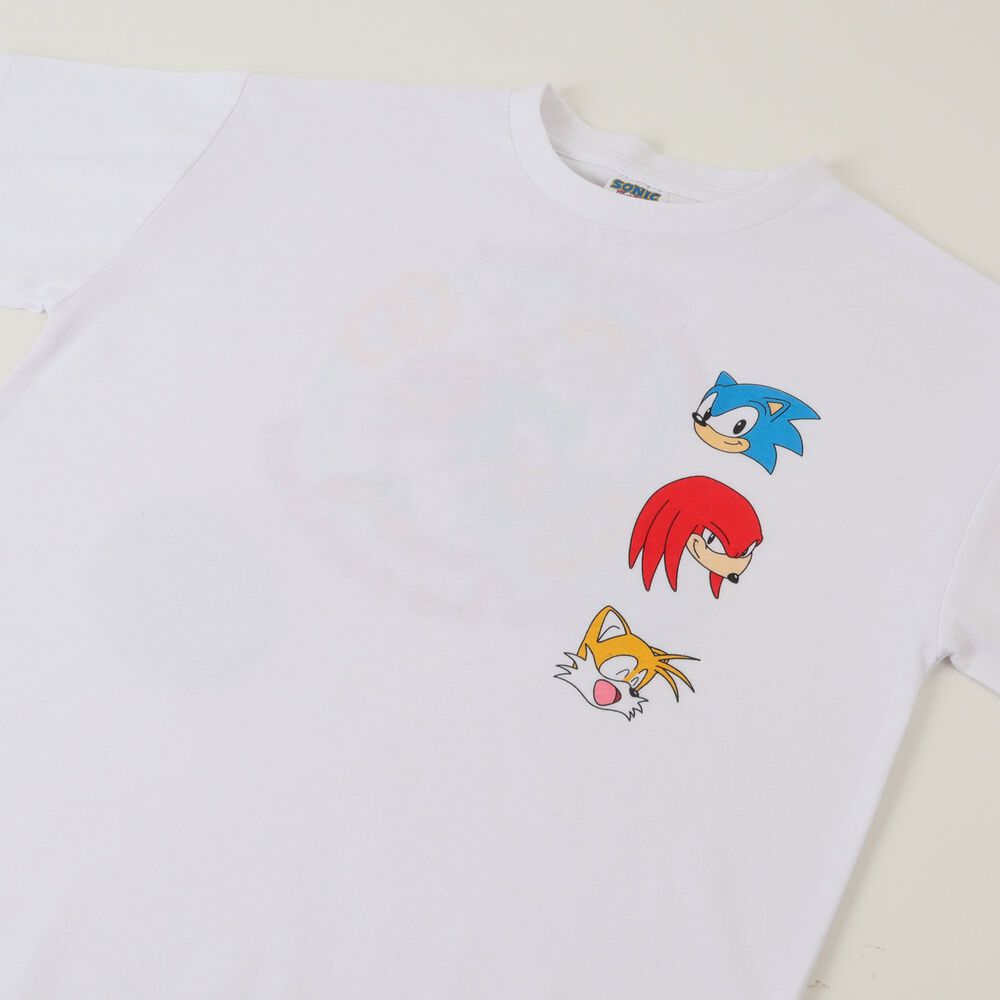 Polera Manga Corta Ni&ntilde;o Blanco Back Print Sonic image number 2.0