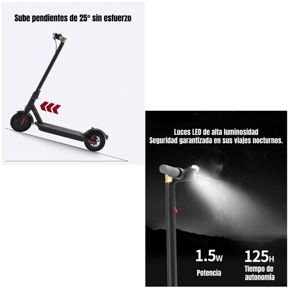 Scooter Adulto Eléctrico Con App Plegable 30km Negro Speed image number 6.0