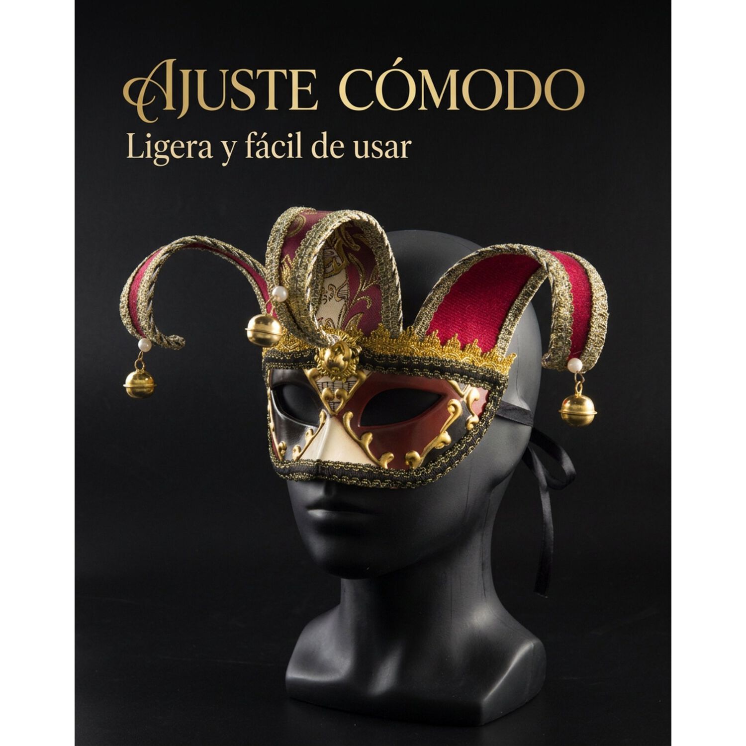 M&aacute;scara Buf&oacute;n Unisex Con Cascabeles Para Fiesta Veneciana image number 21.0