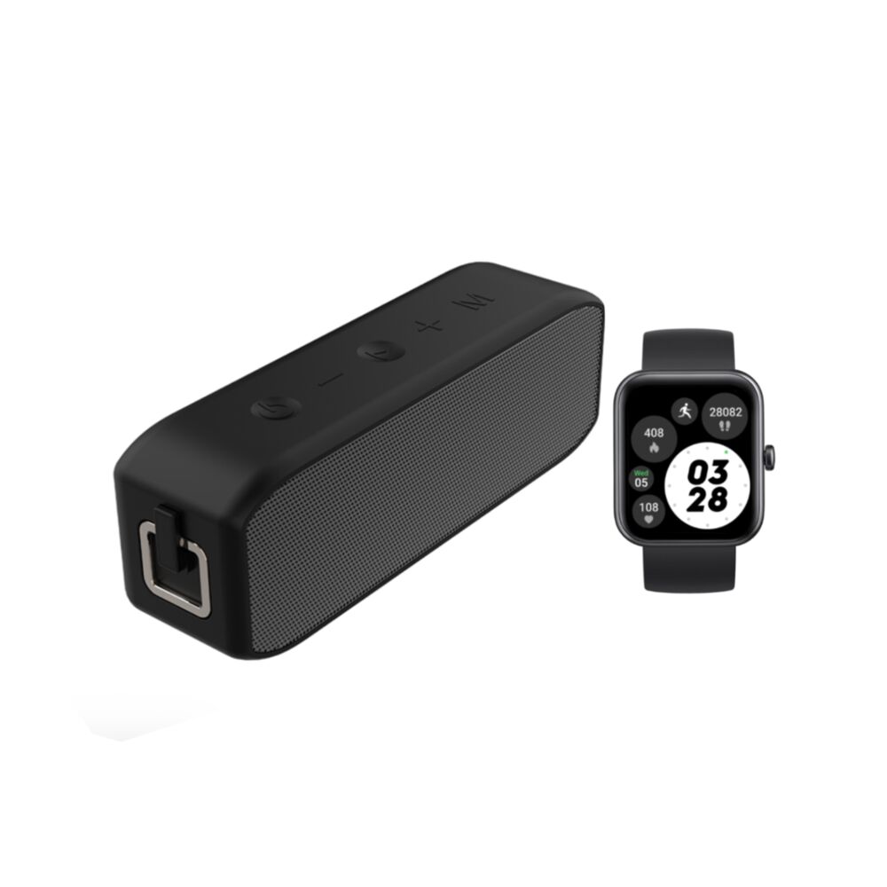 Pack Black Smartwatch Live Mini 206 40mm + Parlante Teno J5 image number 0.0