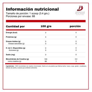 Creatina 100% Monohidratada 300 Grs